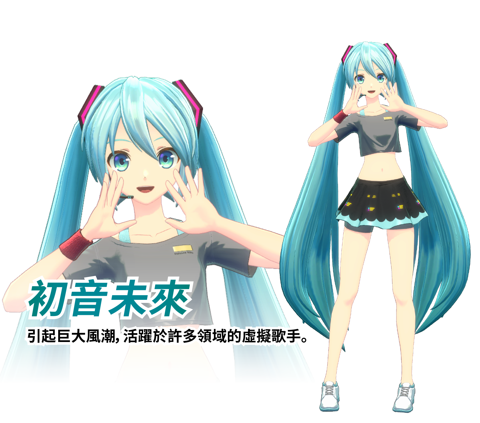 初音未來：引起巨大風潮，活躍於許多領域的虛擬歌手。