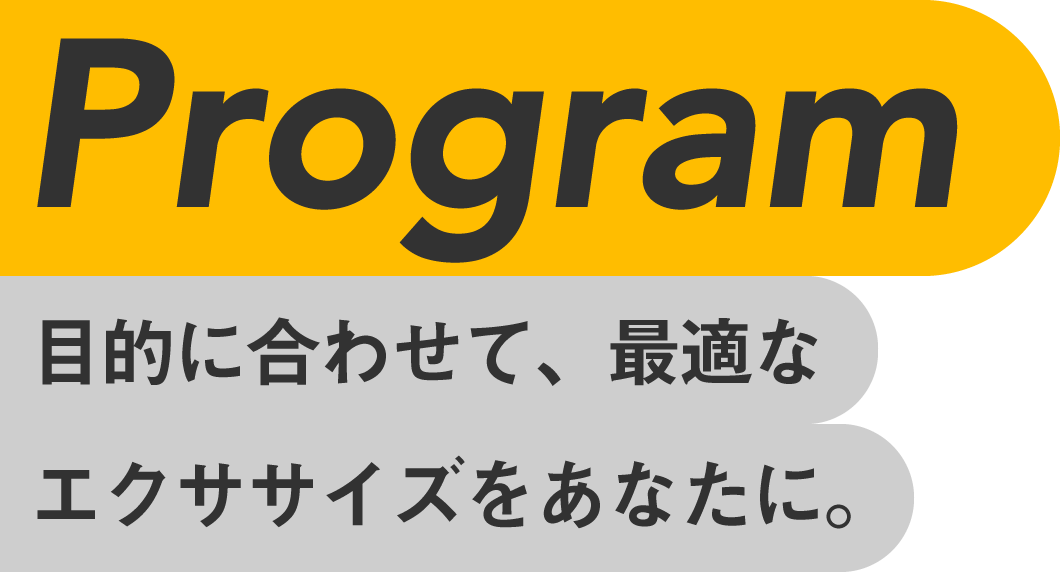 Program 目的に合わせて、最適なエクササイズをあなたに。